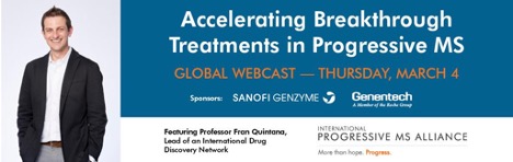 Webcast banner - Accelerating Breakthrough Treatments in Progressive MS - 4 March, 2021