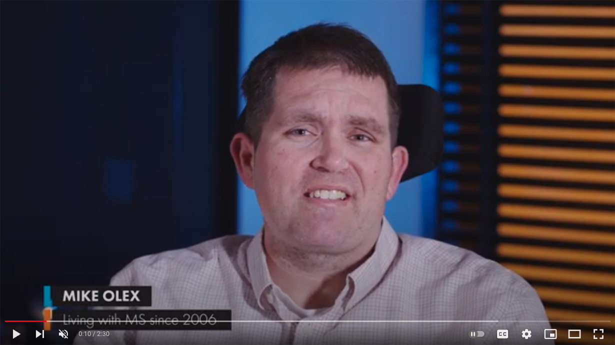 Screenshot of a video about the People Affected by MS Engagement Coordination Team featuring Mike